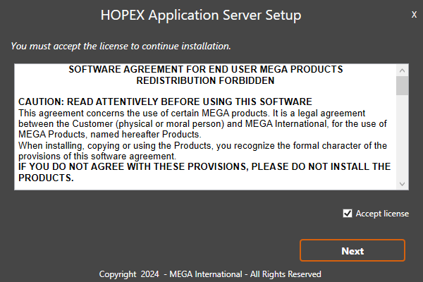 A screenshot of a software application server setup Description automatically generated